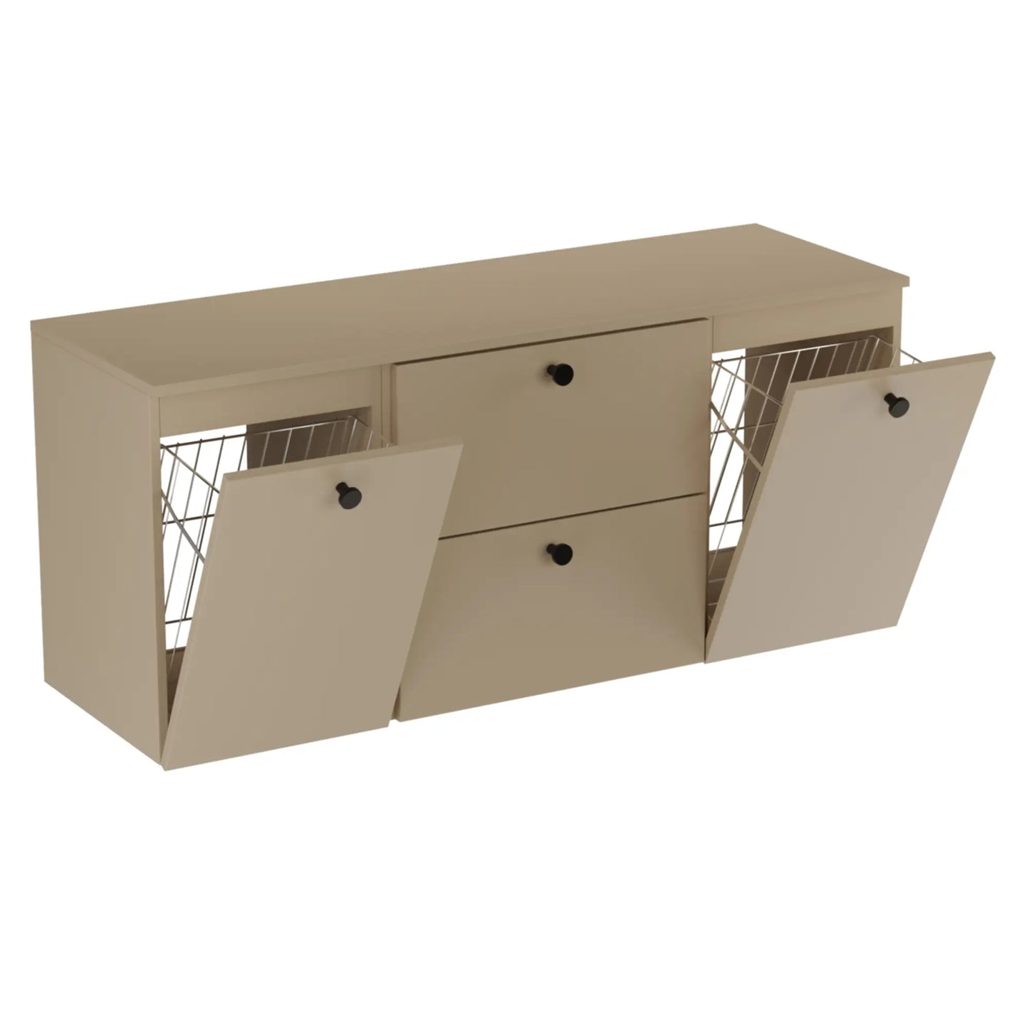 Waschtischunterschrank 140 cm, mit 2 Wäschekörben Beti - Cappuccino