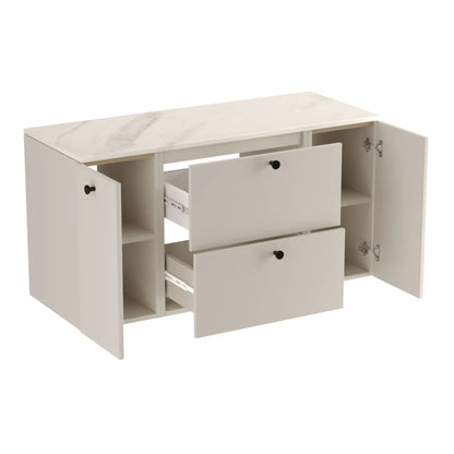 Waschtischunterschrank 120 cm mit 2 Türen und 2 Schubladen Beti - Kaschmir/Marmur Bianco