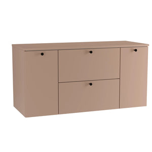 Waschtischunterschrank 120 cm mit 2 Türen und 2 Schubladen Beti - Dunkelrosa

Dieser Waschtischunterschrank in elegantem Dunkelrosa bietet großzügigen Stauraum mit zwei Türen und zwei praktischen Schubladen. Die glatten Fronten und die modernen, metallischen Knopfgriffe in Form von Knöpfen verleihen dem Schrank einen minimalistischen und zugleich stilvollen Look. Ideal für jedes Badezimmer, verbindet dieser Unterschrank Funktionalität mit ästhetischem Design und sorgt für eine ordentliche und elegante Aufbe