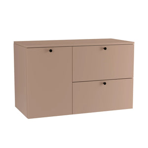Waschtischunterschrank 100 cm, mit Wäschekorb Beti - Dunkelrosa

Dieser Waschtischunterschrank in Dunkelrosa bietet nicht nur elegantes Design, sondern auch praktische Funktionalität. Er verfügt über zwei Schubladen und eine Tür, hinter der sich ein praktischer Wäschekorb verbirgt. Die glatten Fronten und die modernen, metallischen Knopfgriffe in Kugelform verleihen dem Schrank einen minimalistischen und stilvollen Look. Perfekt für jedes Badezimmer, sorgt dieser Unterschrank für Ordnung und bietet zusätzli