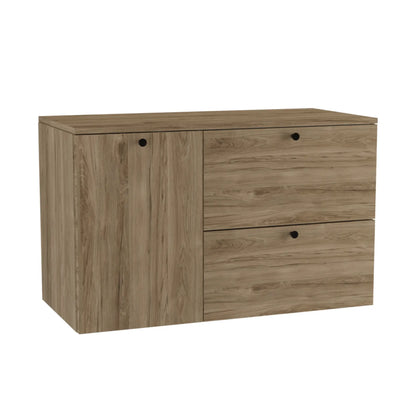 Waschtischunterschrank 100 cm, mit Wäschekorb Beti - Walnuss Dunkel