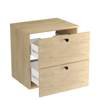 Waschtischunterschrank 60 cm, glatte Fronten Beti - Eiche Cremona