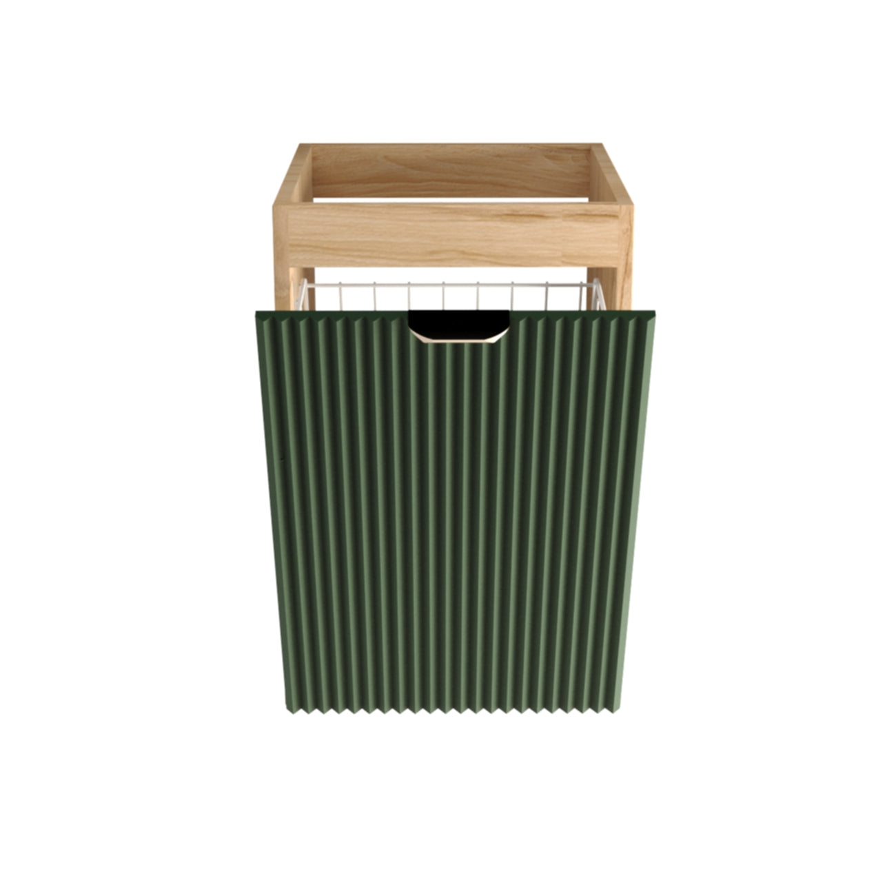 Badezimmerschrank 40 cm mit Wäschekorb Willy - Salbei/Walnuss