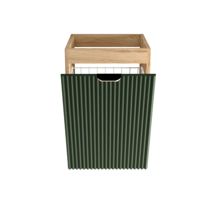 Badezimmerschrank 40 cm mit Wäschekorb Willy - Salbei/Walnuss