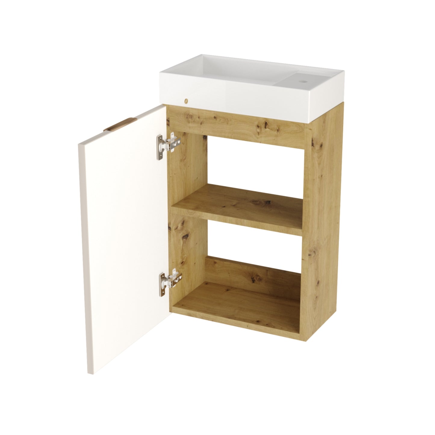 Waschtischunterschrank 40 cm mit Waschbecken Orio - Kaschmir/Eiche artisan