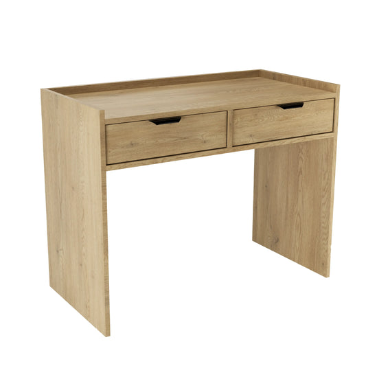Schreibtisch 100 cm mit 2 Schubladen Aura in Eiche Cremona, große Arbeitsfläche, ideal für Schlafzimmer und Wohnzimmer.