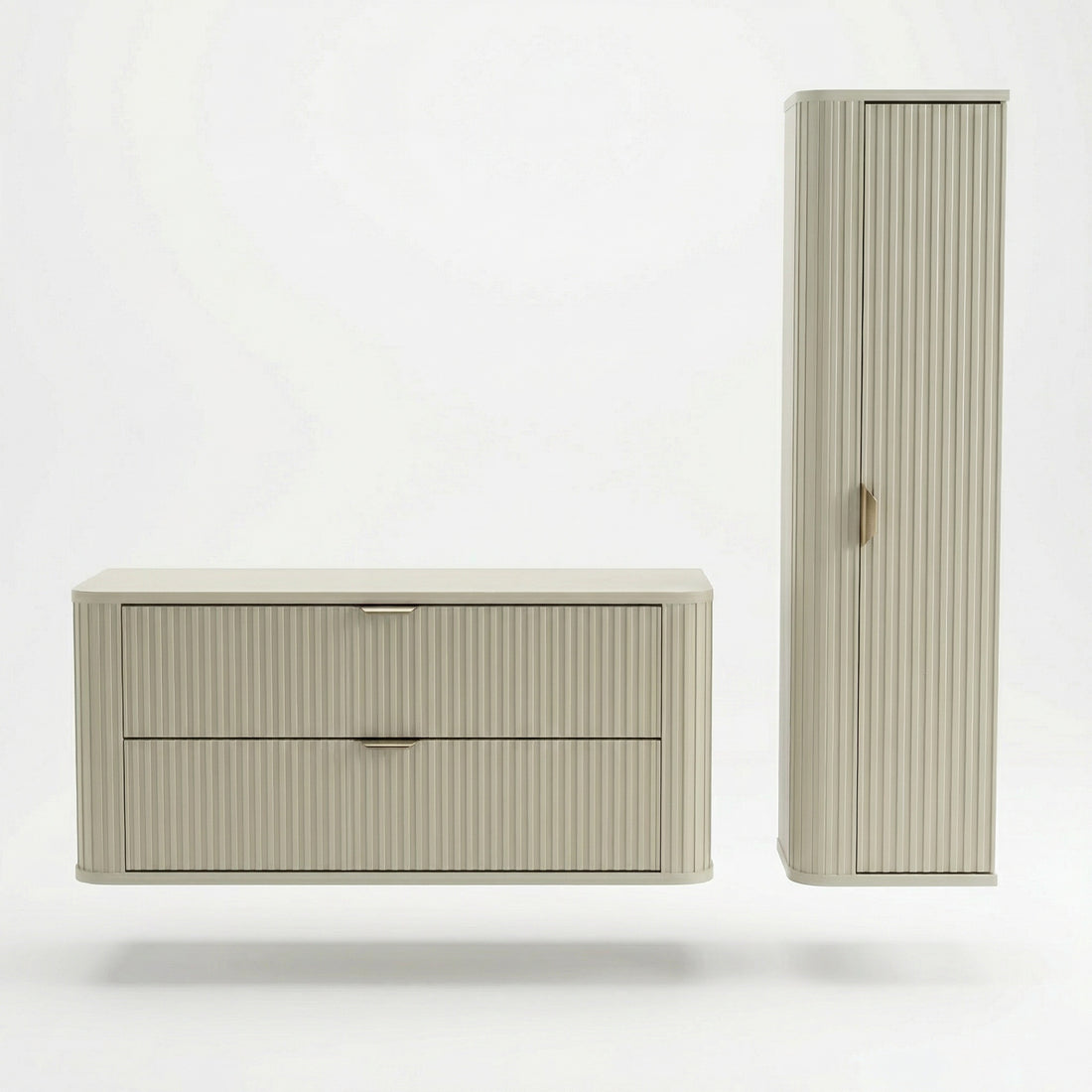 Set aus Waschtischunterschrank und Bad Hochschrank