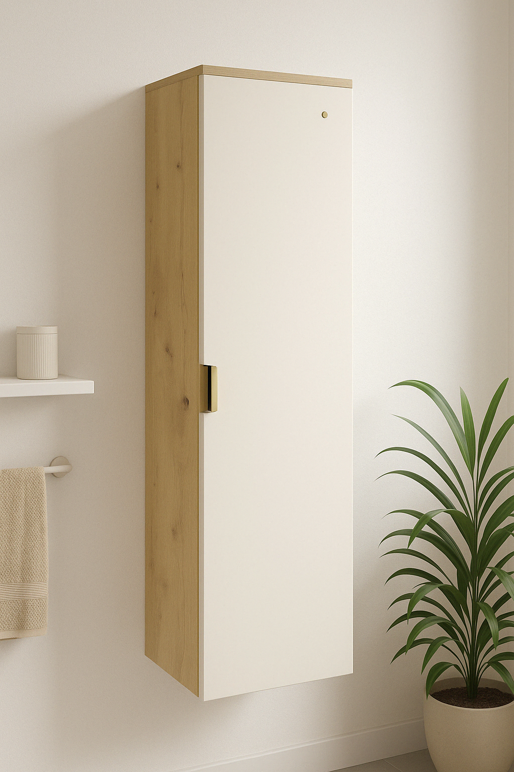Bad Hochschrank 120 cm Orio - Kaschmir/Eiche artisan