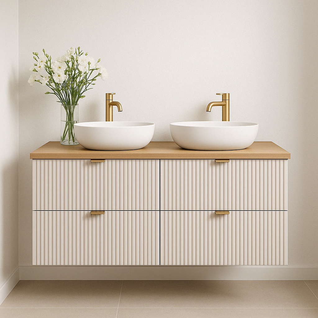 Waschtischunterschrank mit 4 Schubladen 120 cm Willy - Kaschmir/Walnuss