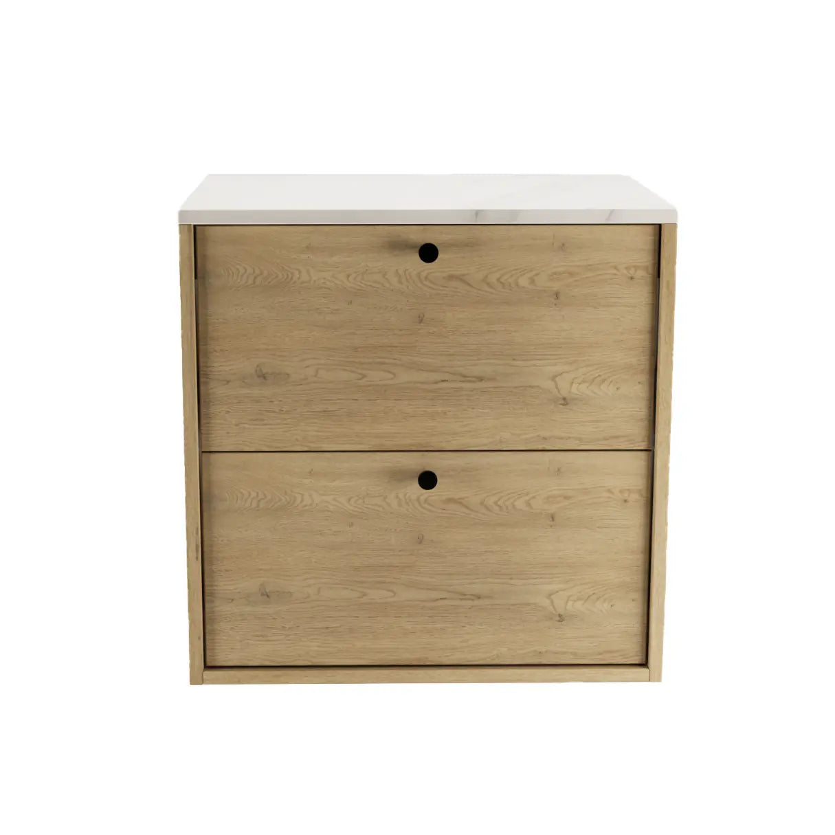 Waschtischunterschrank 60 cm, glatte Fronten Belino - Eiche Cremona/Marmor Bianco