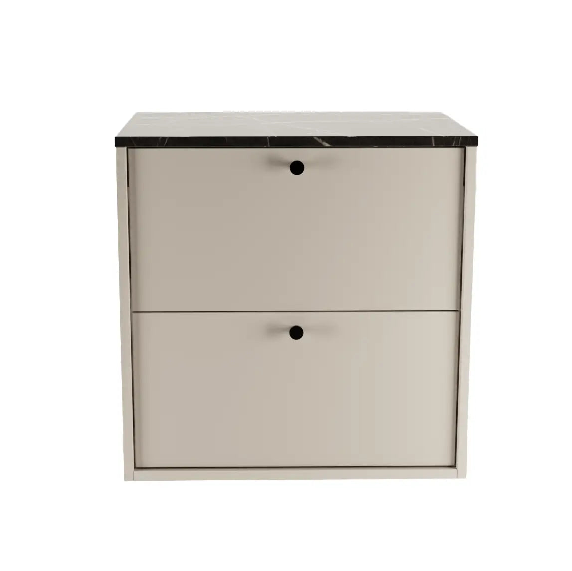 Waschtischunterschrank 60 cm, glatte Fronten Belino - Kaschmir/Marmor Schwarz