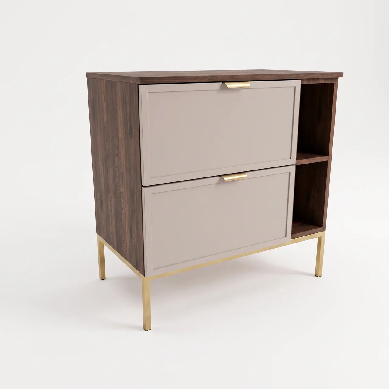 Waschtischunterschrank mit Regal 80 cm auf einem Metallgestell Roma - Kaschmir/Walnuss Dunkel