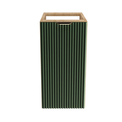Badezimmerschrank 30 cm, geriffelte Fronten, 1 Tür Willy - Salbei/Walnuss