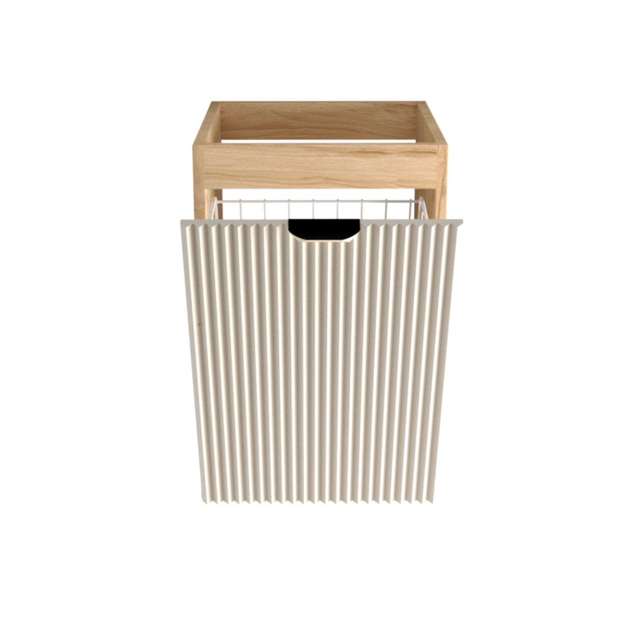 Badezimmerschrank 40 cm mit Wäschekorb Willy - Kaschmir/Walnuss