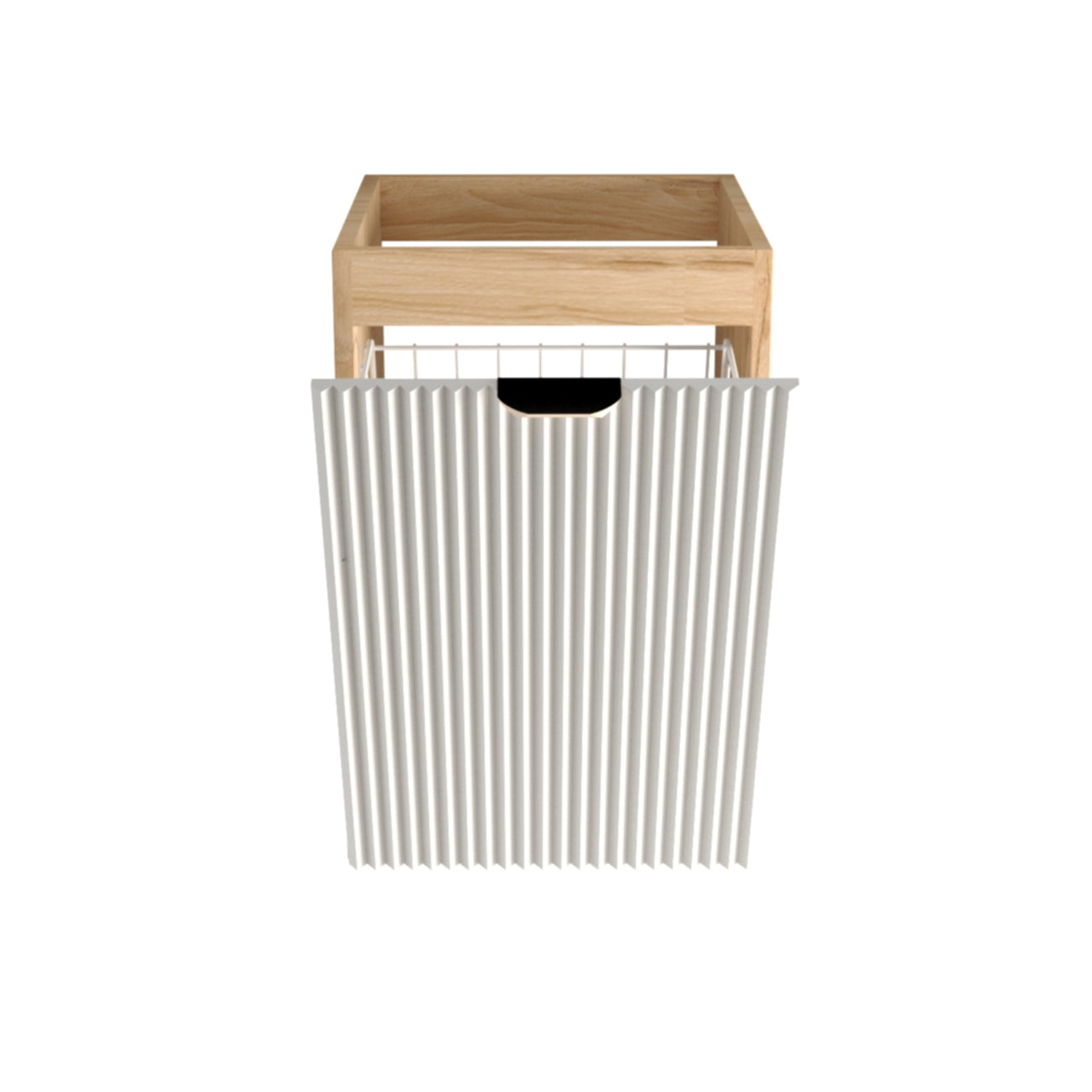 Badezimmerschrank 40 cm mit Wäschekorb Willy - Weiß/Walnuss