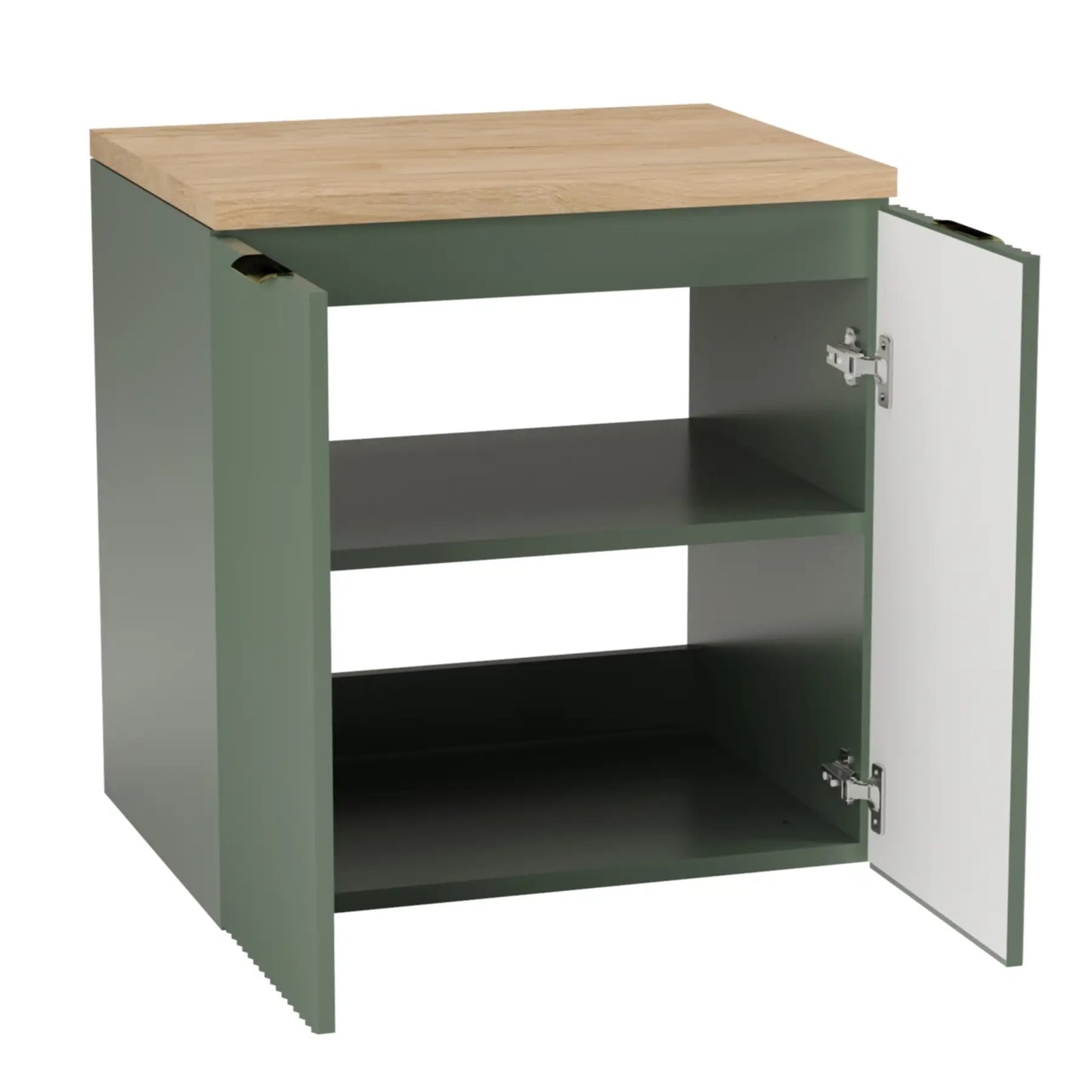 Waschtischunterschrank 60 cm mit Türen Willy - Salbei, Walnussplatte