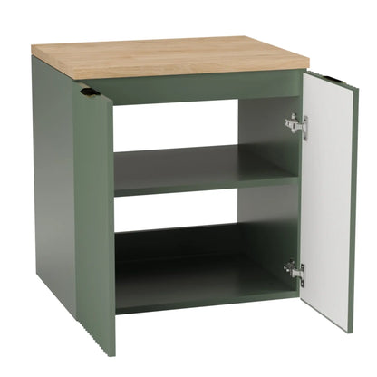 Waschtischunterschrank 60 cm mit Türen Willy - Salbei, Walnussplatte