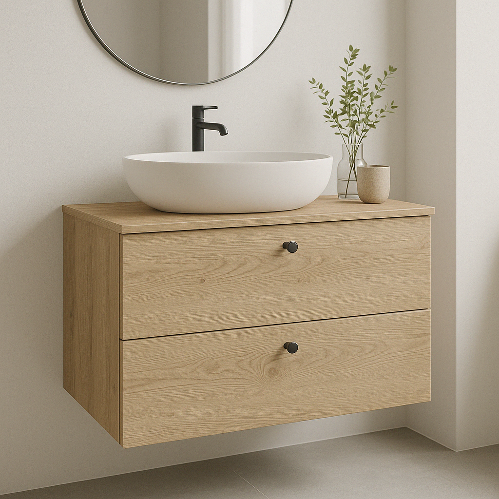 Waschtischunterschrank 80 cm mit schubladen - Eiche Cremona Beti