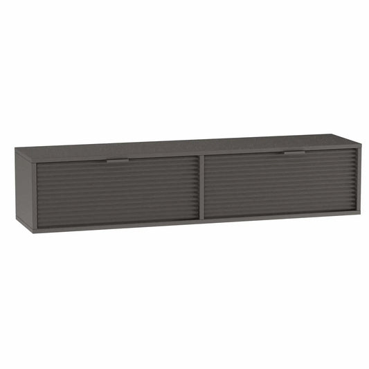 TV Schrank Aura in Schwarz mit geriffelten Fronten, perfekt für moderne Wohnzimmereinrichtungen.