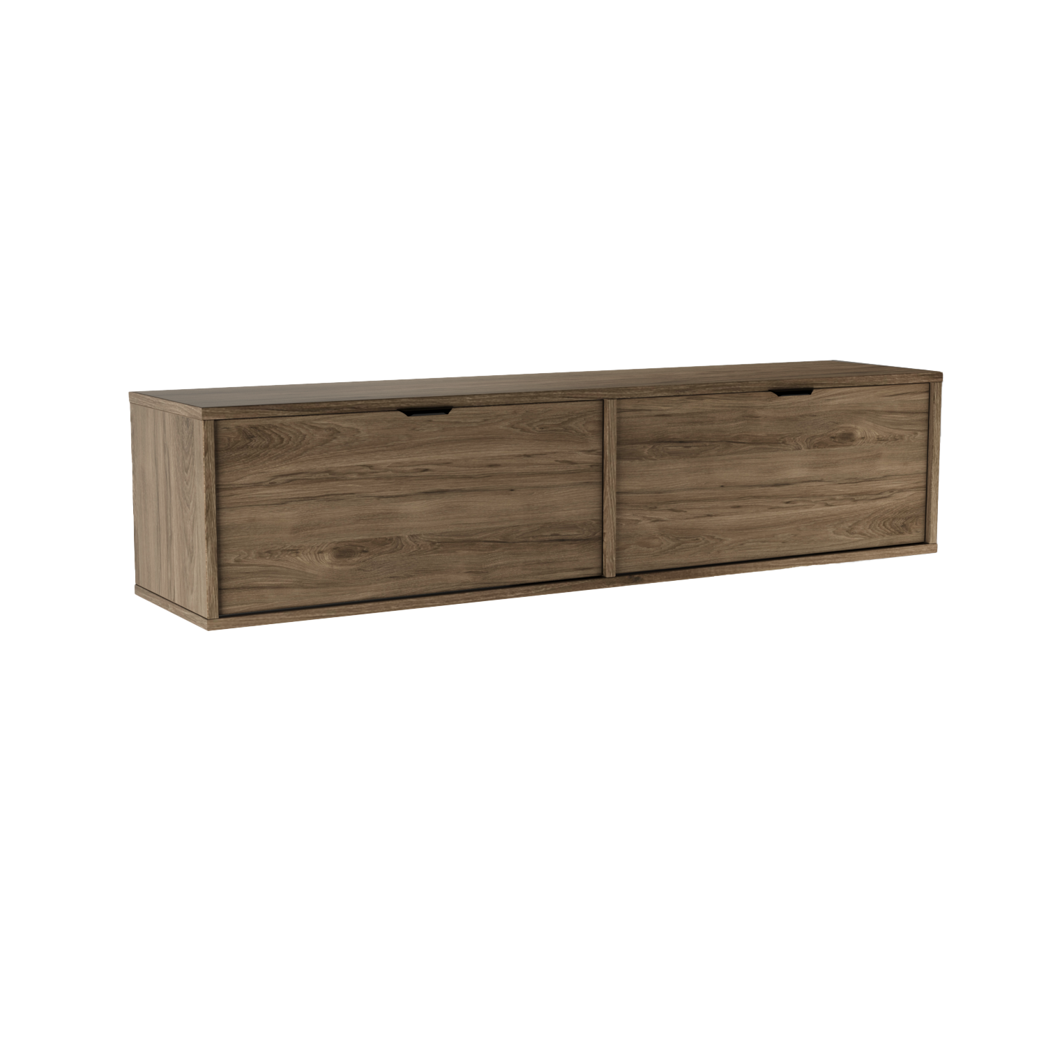 Hängender TV-Schrank 140 cm Walnuss Dunkel Aura, moderner Wand-TV-Schrank für das Wohnzimmer mit Stauraum für TV-Geräte und Multimedia-Zubehör