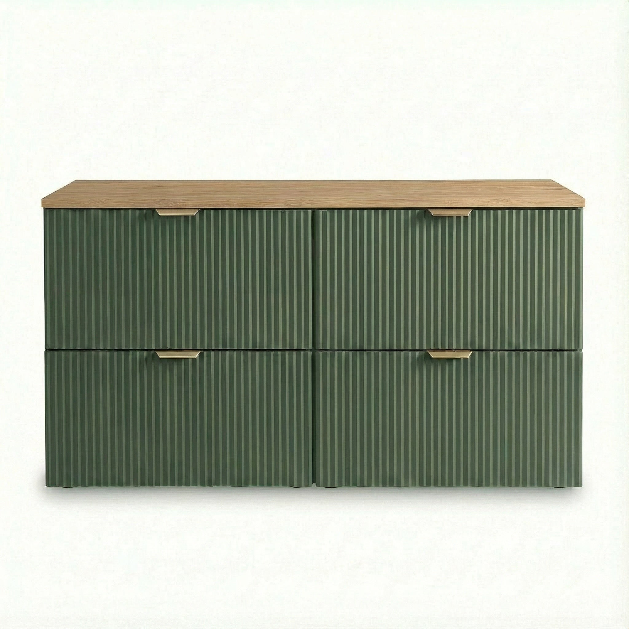 Badmöbel-Set: 120 cm Schrank mit 4 Schubladen Willy - Salbei/Walnuss