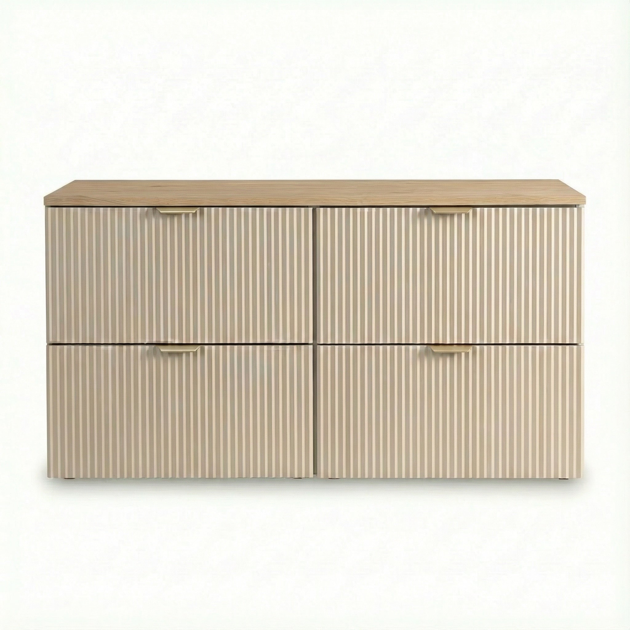 Badmöbel-Set: 120 cm Schrank mit 4 Schubladen Willy - Kaschmir, Walnussplatte