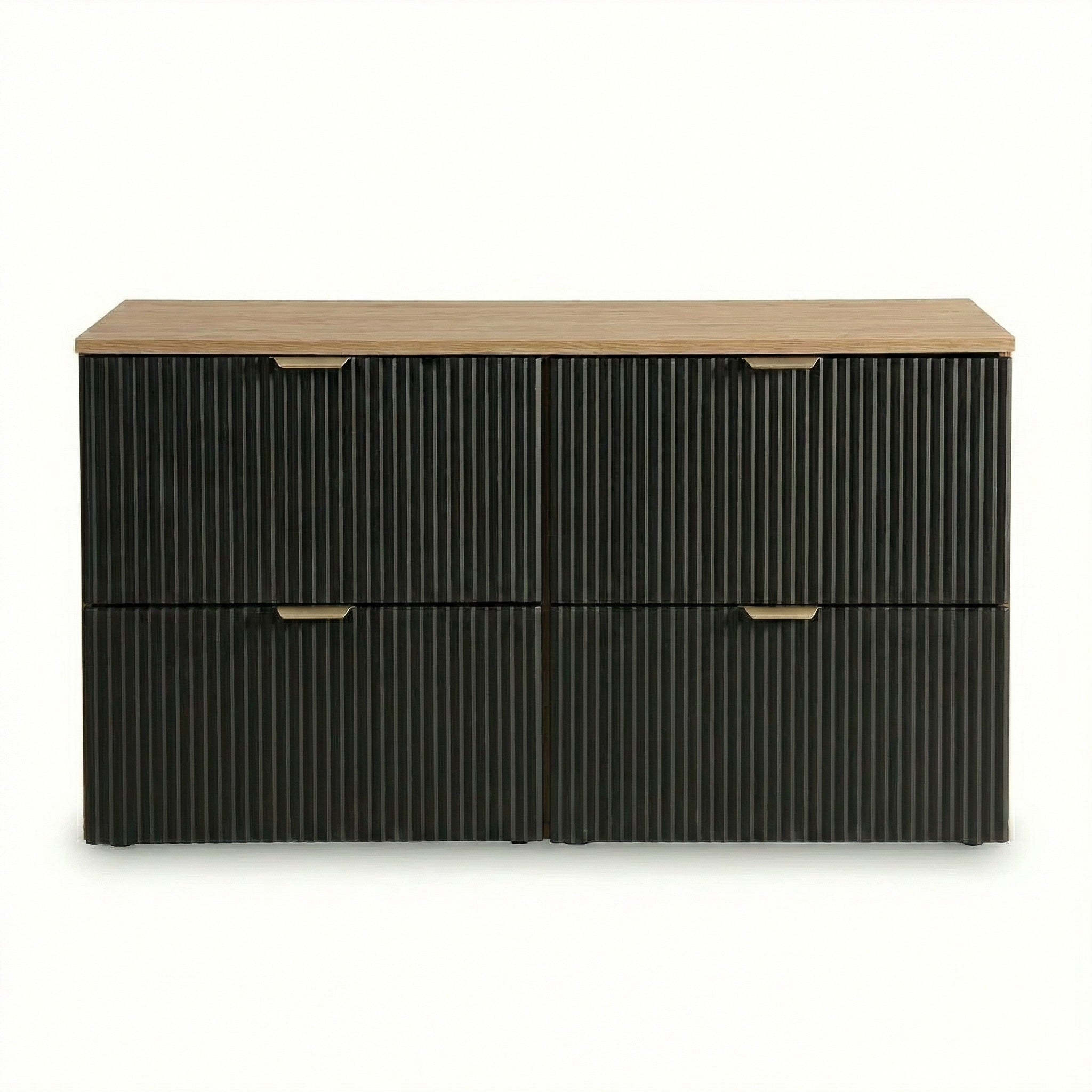 Waschtischunterschrank mit 4 Schubladen 120 cm Willy - Schwarz/Walnuss