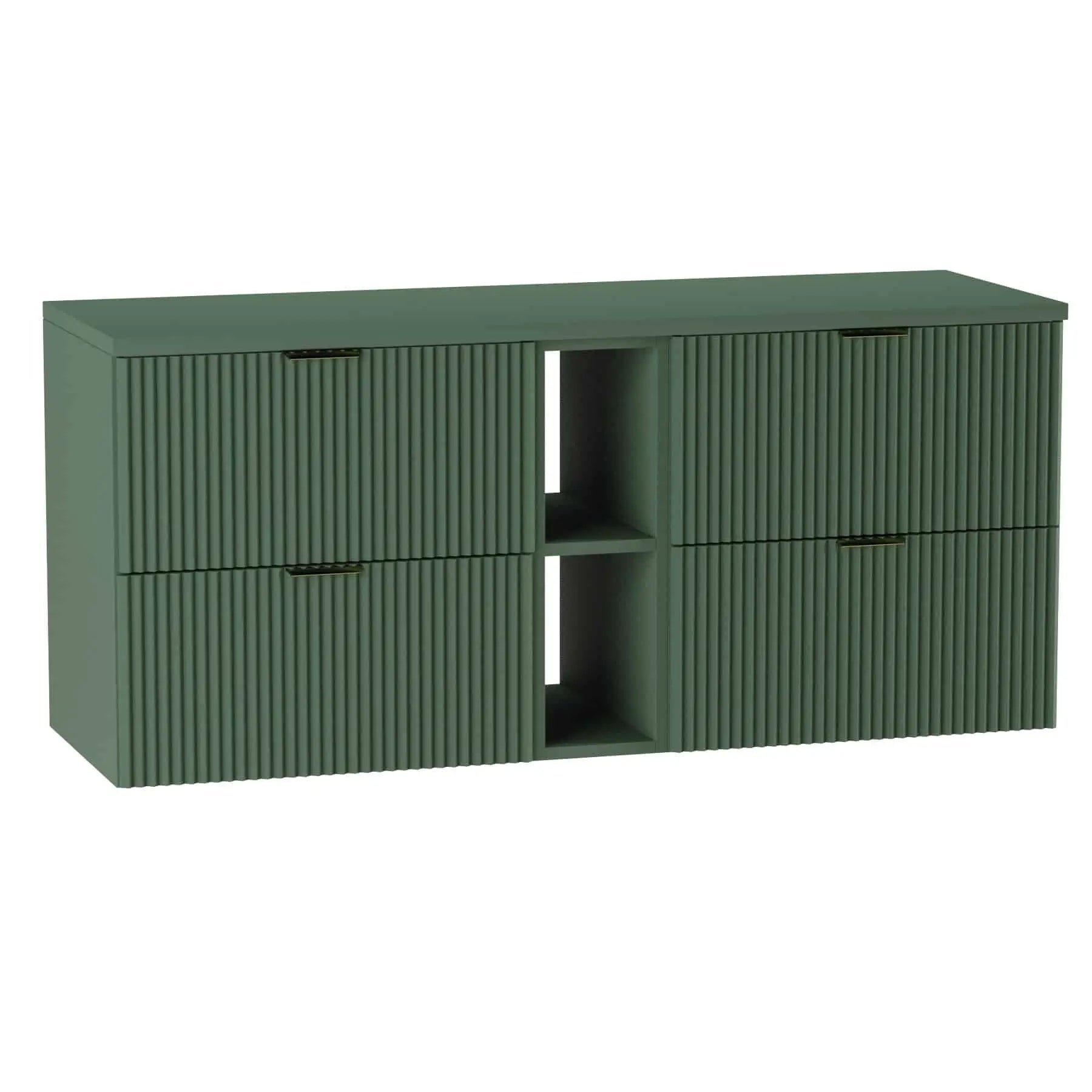 Funktionaler Waschtischunterschrank Willy, 140 cm breit, in Grün, ideal für moderne Badezimmer.