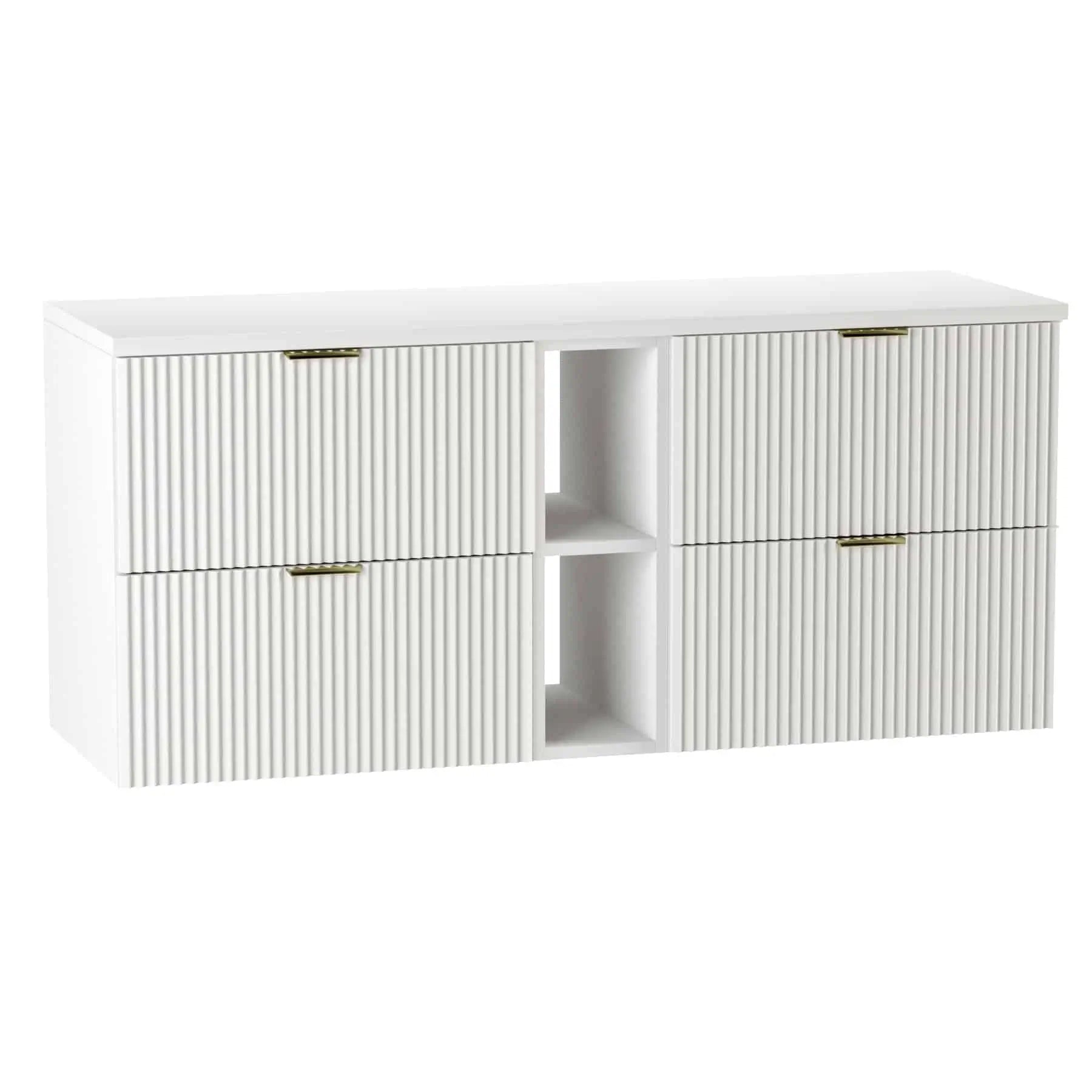 Funktionaler Waschtischunterschrank Willy, 140 cm, in Weiß mit viel Stauraum und modernem Design.