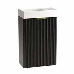 Schwarzer Waschtischunterschrank Willy, 40 cm, mit Waschbecken, für ein elegantes und funktionales Badezimmer.