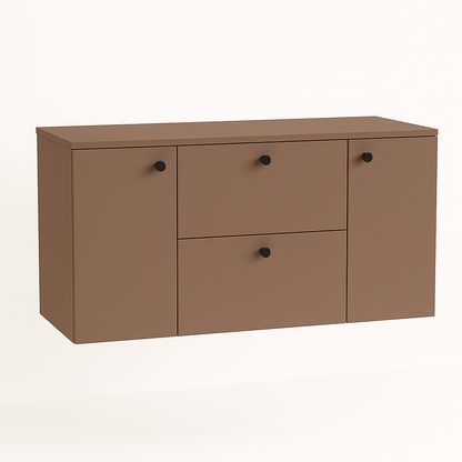 Waschtischunterschrank 120 cm in Dunkelrosa – Modell Beti mit 2 Türen und 2 Schubladen, moderner Badunterschrank in Rosé-Ton für stilvolle Badezimmergestaltung.