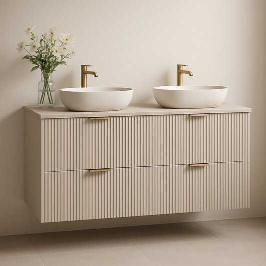 Waschtischunterschrank 120 cm mit 4 Schubladen Willy in Kaschmir mit modernem Design.