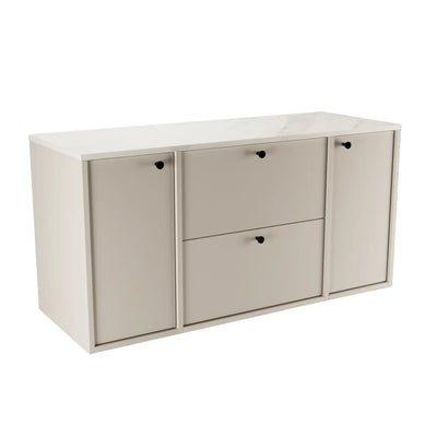 Waschtischunterschrank 120 cm mit 2 Türen und 2 Schubladen Belino - Kaschmir/Marmor Bianco