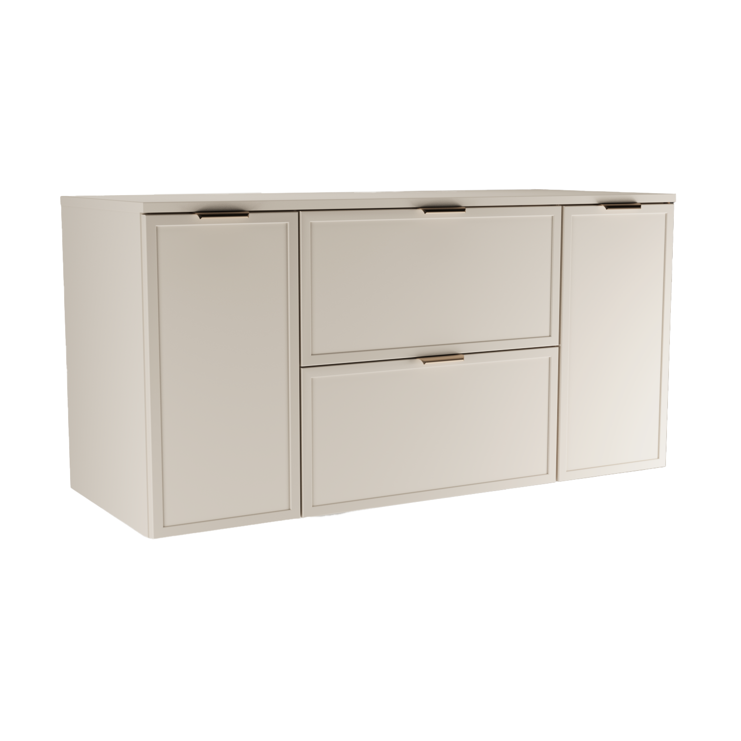 Waschtischunterschrank 120 cm Roma Kaschmir mit Türen und Schubladen, Soft-Close und MDF-Fronten für Badezimmer
