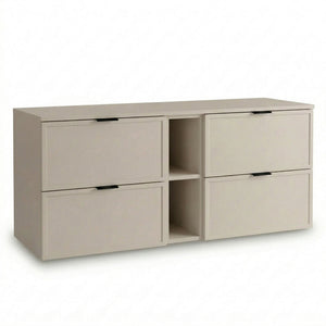 Waschtischunterschrank 140 cm kaschmir Roma mit Regal Badezimmer Unterschrank einfarbig Kaschmir MDF Soft Close modern
