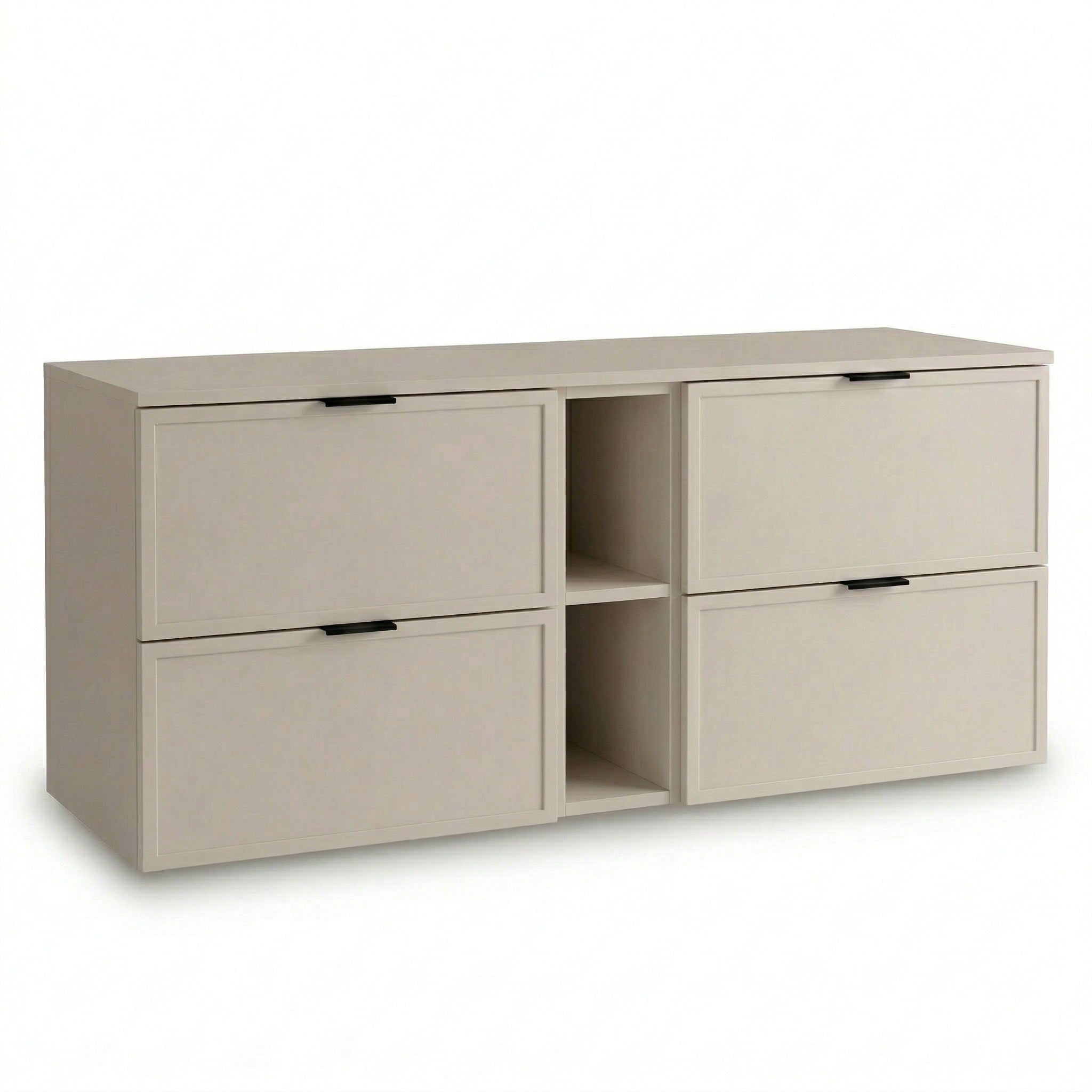 Waschtischunterschrank 140 cm kaschmir Roma mit Regal Badezimmer Unterschrank einfarbig Kaschmir MDF Soft Close modern
