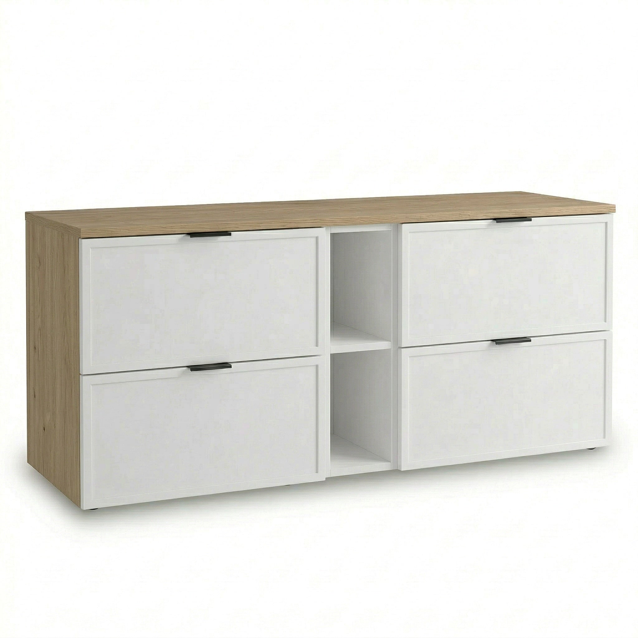 Waschtischunterschrank 140 cm weiß eiche cremona Roma mit Regal Badezimmer Unterschrank MDF Soft Close modern