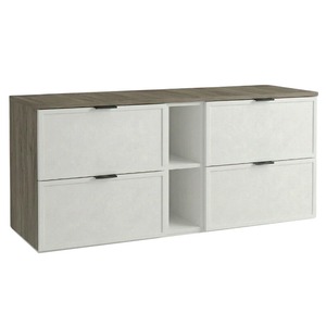 Waschtischunterschrank 140 cm weiß walnuss dunkel Roma mit Regal Badezimmer Unterschrank MDF Soft Close modern