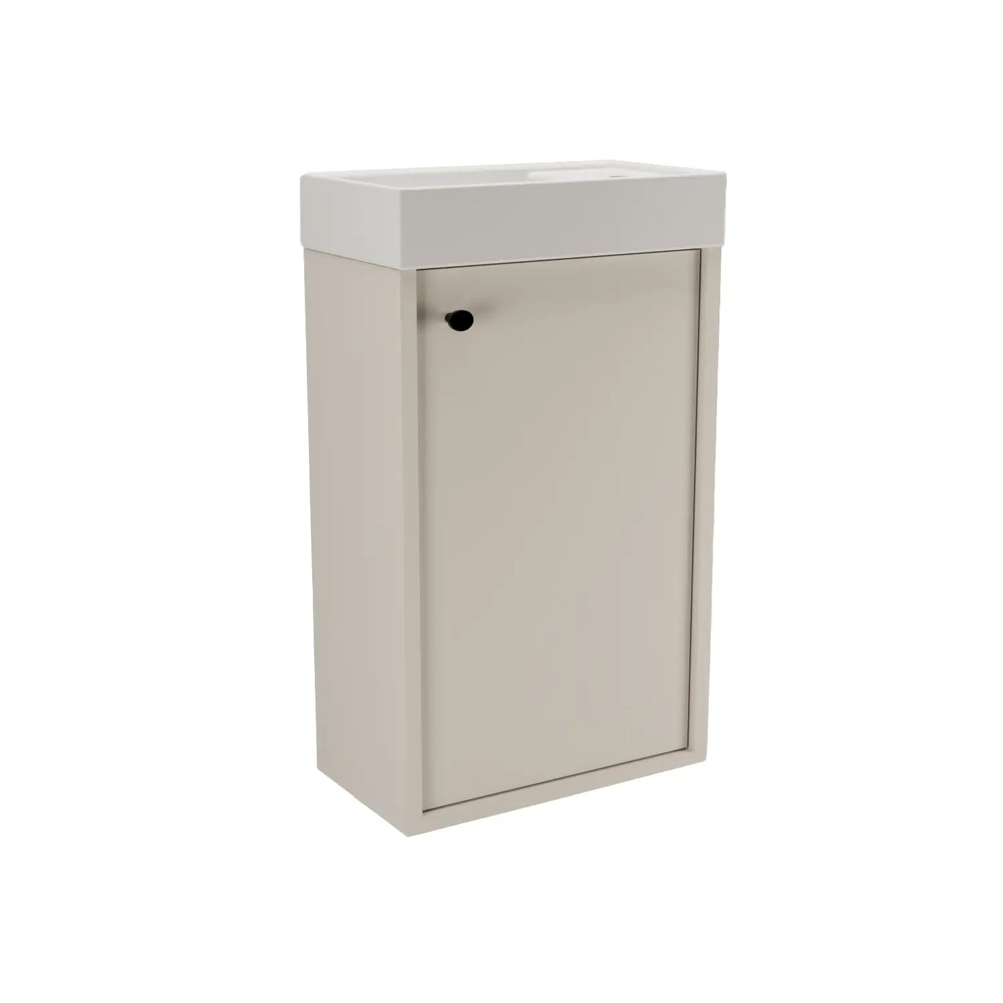Belino Waschtischunterschrank 40 cm mit Waschbecken, glatte Fronten, 1 Tür, Kaschmir, Metallgriffe schwarz oder gold
