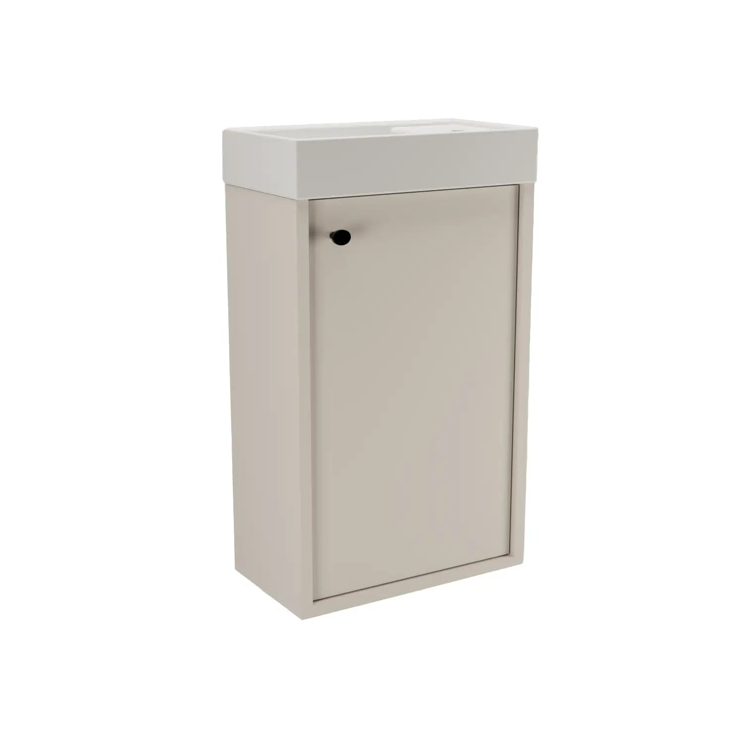 Belino Waschtischunterschrank 40 cm mit Waschbecken, glatte Fronten, 1 Tür, Kaschmir, Metallgriffe schwarz oder gold