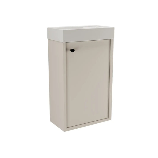 Belino Waschtischunterschrank 40 cm mit Waschbecken, glatte Fronten, 1 Tür, Kaschmir, Metallgriffe schwarz oder gold