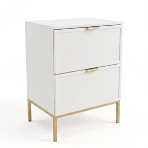 Weißer Waschtischunterschrank Roma 60 cm mit Metallgestell, zwei Soft-Close-Schubladen und dekorativen Rahmenfronten für elegante Badezimmer