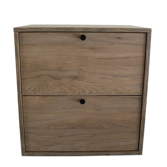 Belino Waschtischunterschrank 60 cm in Dunkle Walnuss mit zwei Soft-Close-Schubladen für elegantes und modernes Badezimmer.