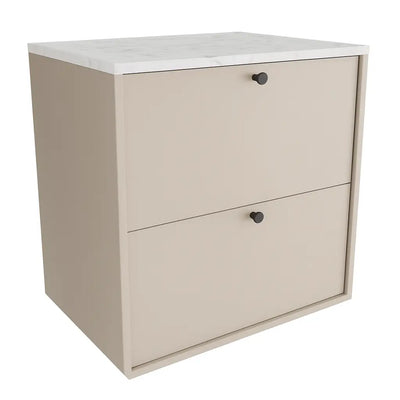 Waschtischunterschrank 60 cm, glatte Fronten Belino - Kaschmir/Marmor Bianco