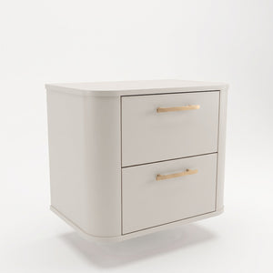 Waschtischunterschrank Nola 60 cm mit 2 Schubladen in Kaschmir, abgerundeter Korpus und matte Fronten