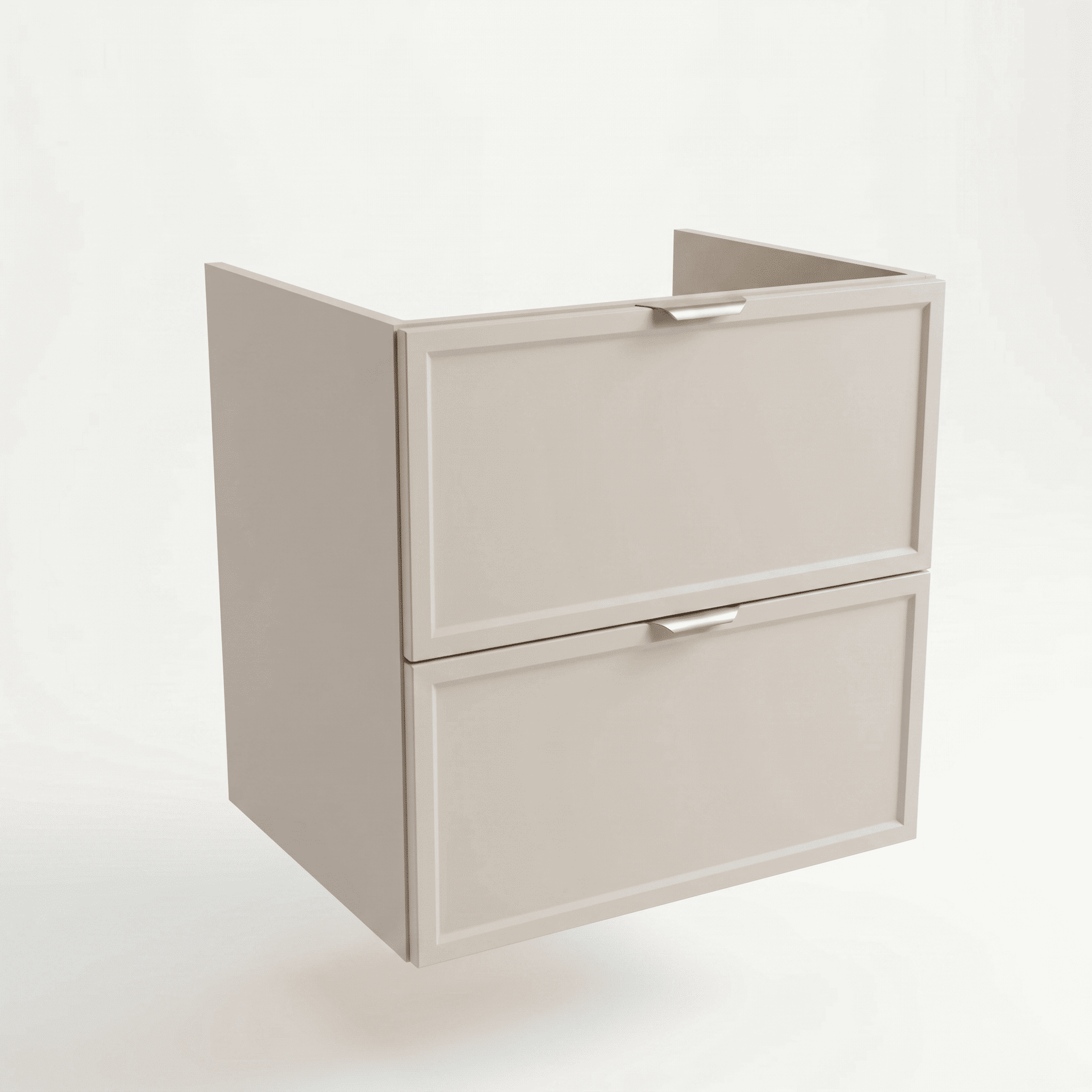 Waschtischunterschrank Roma 60 cm Kaschmir ohne Oberteil – moderner Badschrank mit Schubladen und Soft-Close-System