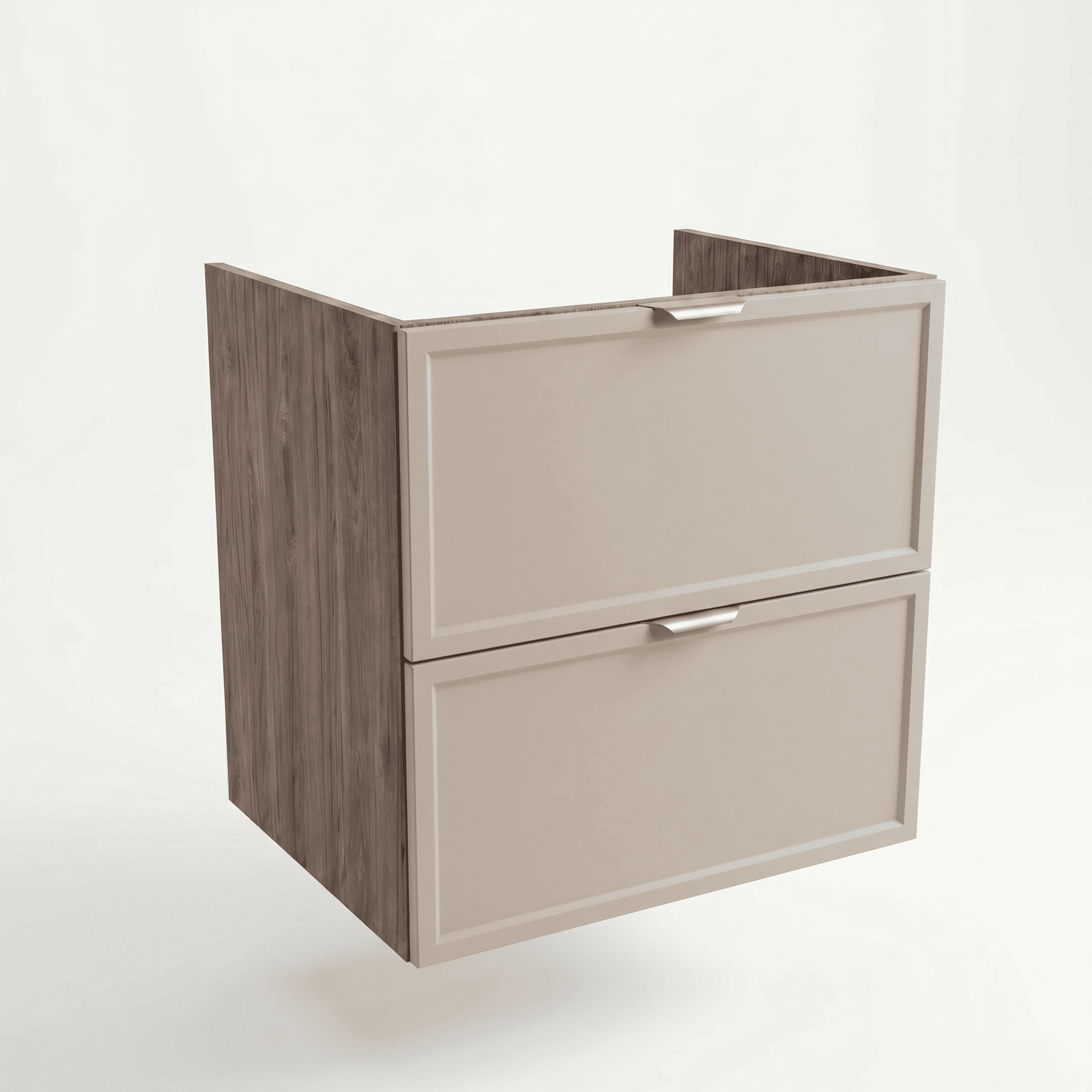 Waschtischunterschrank Roma 60 cm Kaschmir / Walnuss Dunkel ohne Oberteil – eleganter Badschrank mit Schubladen