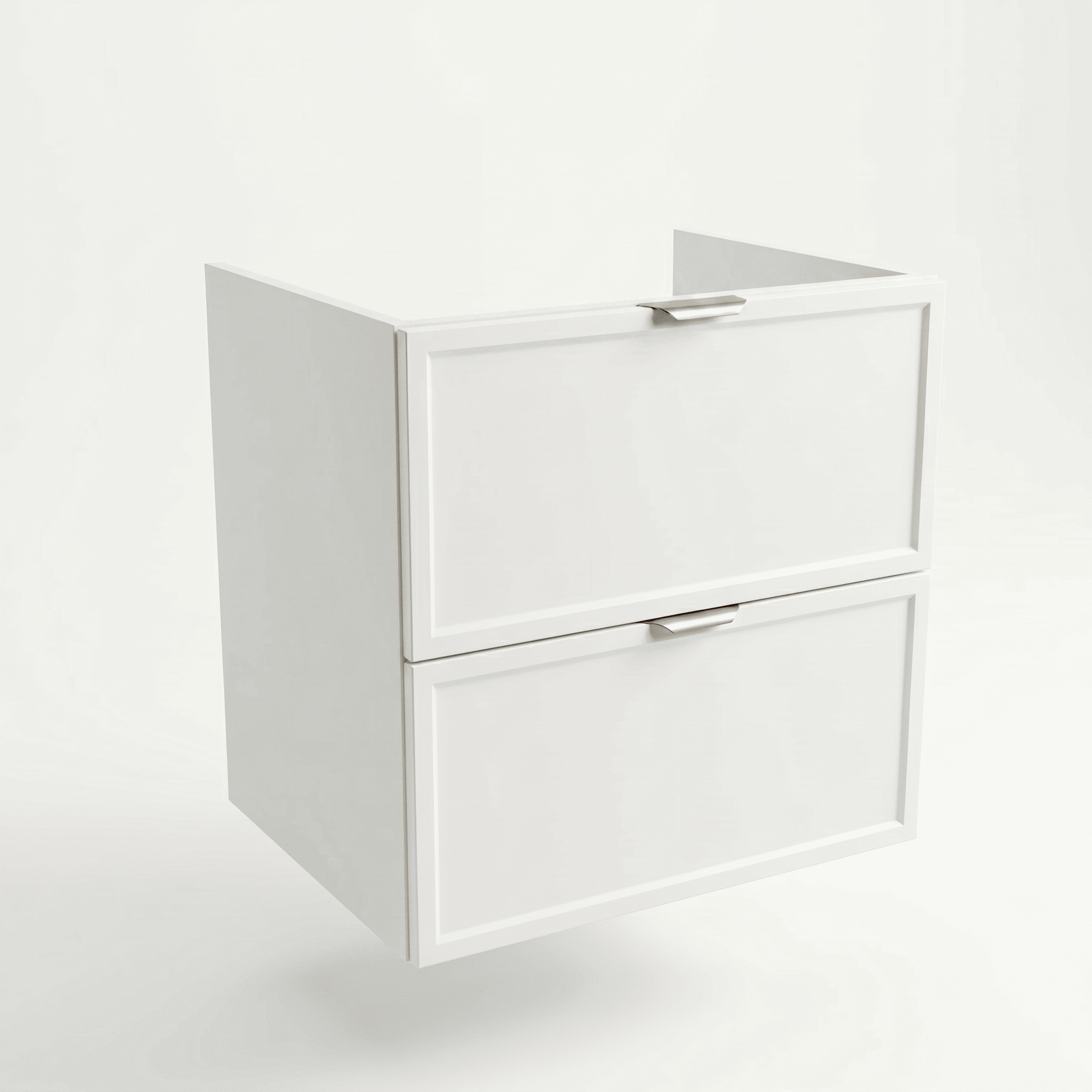 Waschtischunterschrank Roma 60 cm Weiß ohne Oberteil – moderner Badunterschrank mit Schubladen und Soft-Close-System