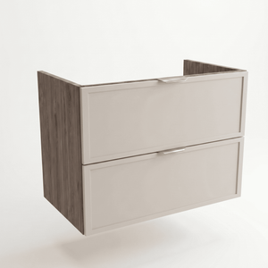Waschtischunterschrank Roma 80 cm Kaschmir / Walnuss Dunkel ohne Oberteil – eleganter Badschrank mit kontrastreicher Holzoptik und Schubladen