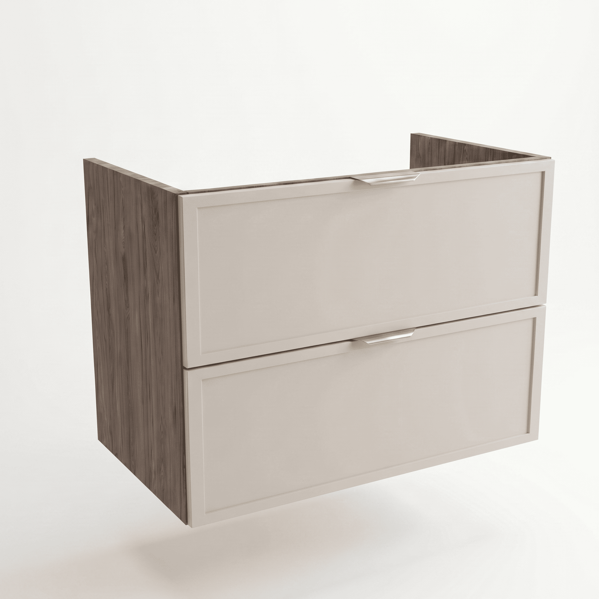 Waschtischunterschrank Roma 80 cm Kaschmir / Walnuss Dunkel ohne Oberteil – eleganter Badschrank mit kontrastreicher Holzoptik und Schubladen